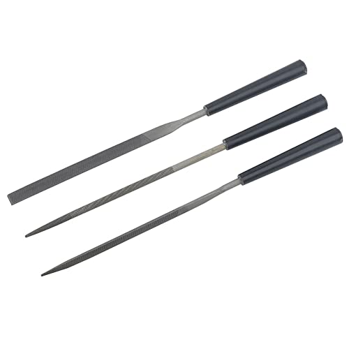 Plentoy 3-teiliges rundes flaches Dreieck-Nadelfeilen-Set, Handwerkzeug für Juwelier, Diamant, Holzschnitzerei, Metall, Glas, Stein, Bastelwerkzeuge, Schwarz