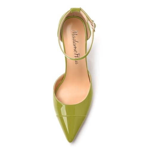 Women's Pumps, Fashionable Pointed Toe High Heels Pumps for Women, Ankle Strap High Chunky Heel Pumps Shoes3