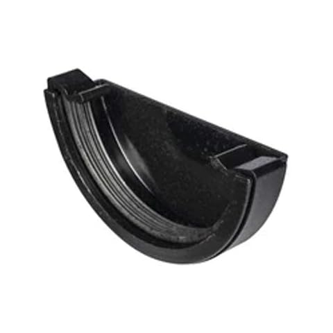Black Half 112mm Round Plastic UPVC Guttering 68mm Downpipes Rainwater Fittings (Stop end External) Cover