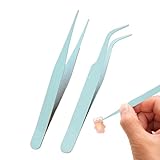 スクラップブックステッカーピンセット - 非侵略ジュエリーピンセット、多目的ストレート、カーブしたチップ |非侵略ジュエリー 、かわいいクラフト ステッカー、 の固体色