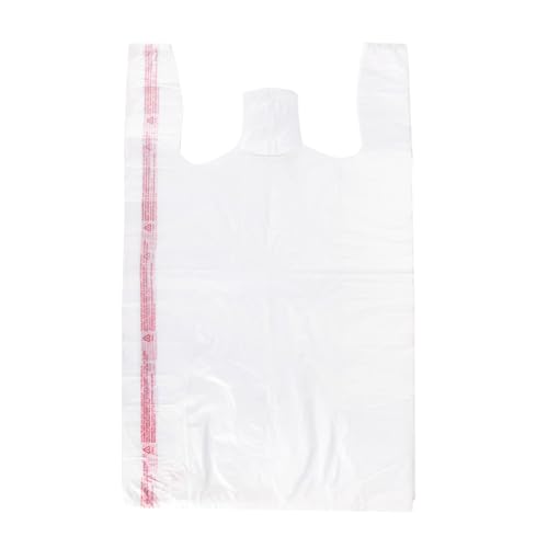 SSWBasics Large Clear Plastic T Shirt Bags 18 x 8 x 30 Case of 500 - Clear Plastic Bags with Handles - Durable Clear Shopping Bags - Versatile Clear Shopping Bags with Handles for Groceries and by SSWBasics - Used condition - US$49.29