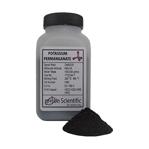 250g Potassium Permanganate I 99% Pure | 50g 100g 250g Pots | High Purity | Very Fine Grade | Purple Crystals | 250g Screw Cap Cover