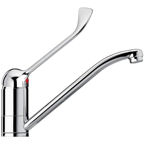 BAGNOCLIC Mitigeur Clinique avec Levier Long – Robinet Monocommande en Laiton Chromé, Hygiénique pour Lavabo ou Évier, Idéal Lieux Médicaux et Collectivités