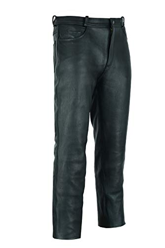 Arian Men's Black Classic 5 Pocket Casual Motorcycle Cowhide Leather Pant2