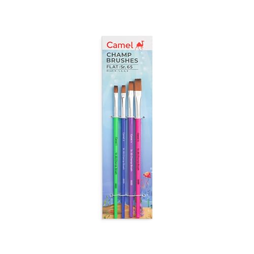 Image of Camlin Champ Flat Brush Set - Pack of 4 (Multicolor)