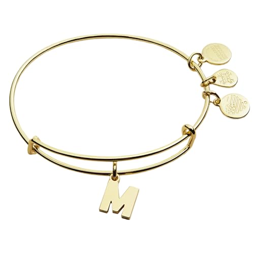 Image of Alex and Ani Expandable Bangle for Women, Initials A to Z Letter Charms, Shiny Finish, 2 to 3.5 in