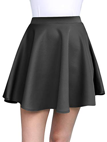 Made By Johnny Mbj Wb211 Women'S Basic Versatile Stretchy Flared Skater Skirt For Girl Xxl Charcoal thumb #2