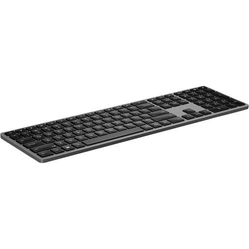 HP 975 Wireless Dual-Mode-Tastatur | bis zu 3 Geräte verbinden (Bluetooth oder USB-A Dongle) | 6 Monte Akkulaufzeit(aufladbar via USB-C) | QWERTZ Layout | Schwarz | CHIP Testsieger Note sehr gut (1,2)