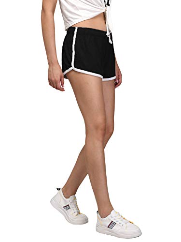 Image of KOTTY Black Plain Women Night Shorts (Black,26)