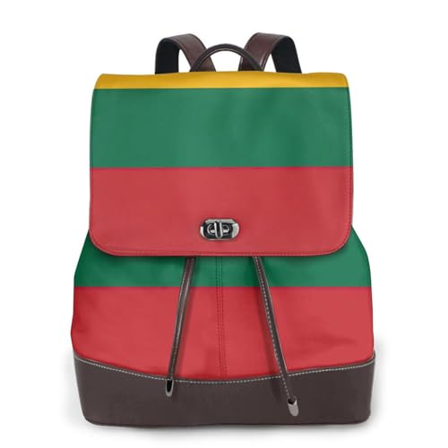Sac à dos ordinateur portable Lituanie en cuir noir de randonnée voyage