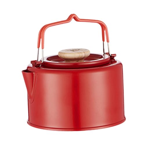 rockible Camp Kettle Tea Kettle Cookware Portable Lightweight Coffee Pot Teapot Tea Pot for Campfire Hiking Picnic Backpacking Fishing, Red