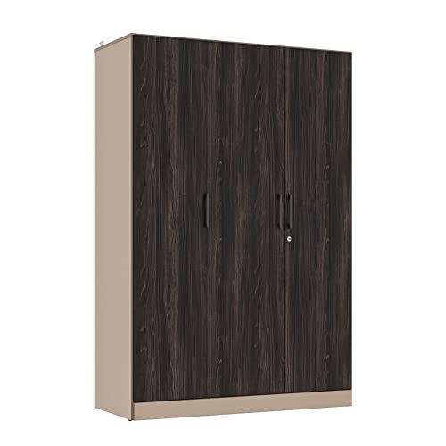 Image of Wakefit Wardrobe | 1 Year Warranty | Engineered Wood Almirah, Cupboard for Clothes Storage | 3 Door, 4 Shelves, 2 Drawers, 2 Hanging Space | Cashmere Plus - Frappe-Wyoming Maple