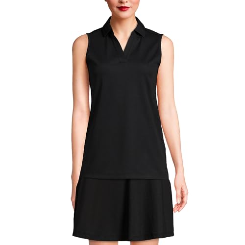 Lands' End Womens Performance Pique Sleeveless Polo Black Regular X-Small