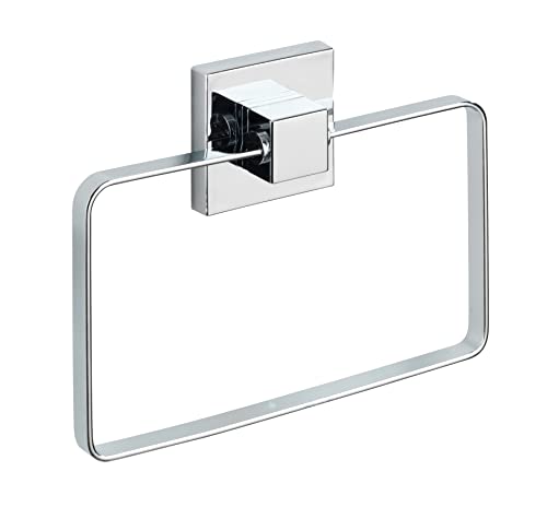 WENKO Vacuum-Loc® portasalviette ad anello in acciaio inox Quadro, Acciaio inossidabile, 18.5 x 14 x 3.5 cm, Lucido