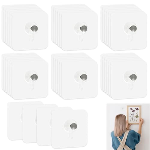 40 Stück Bilderhaken Selbstklebend Transparent, Klebehaken Transparent Ohne Bohren, Klebenagel für Wand, Klebehaken Bilder für Bilderrahmen Fotos Poster Dekoration, Einfache Montage