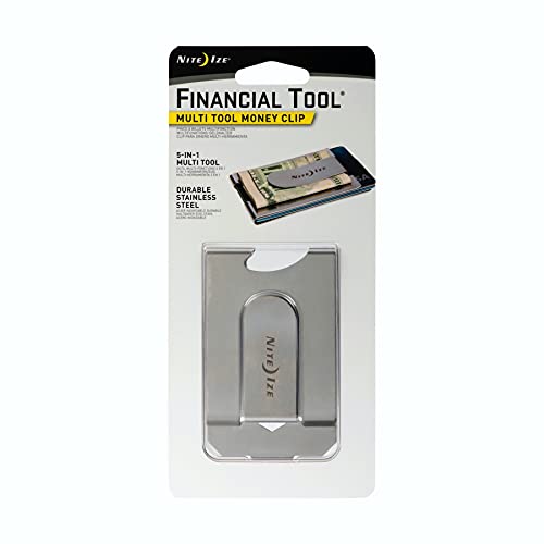 Nite Ize Financial Tool, Multi Tool Money Clip, Minimalist Wallet, Money Clip, Multi Tool, and Credit Card Holder Combo, Stainless Steel
