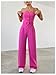 WDIRARA Women's Two Piece Bandeau Sleeveless Crop Tube Tops and High Waist Pants Clothing Set Hot Pink Small