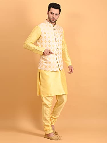 Image of Uri and MacKenzie Men's Silk Blend Kurta Pajama with Designer Ethnic Nehru Jacket /Modi Jacket