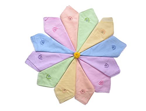 Image of ANTONIA Personalized Cotton Women's Handkerchiefs with Embroidered Initials, Assorted Colours (33 cm x 33 cm)