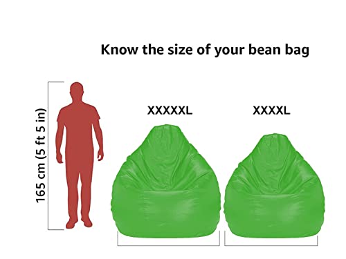 Image of Casa Copenhagen Premium Leather Bean Bag Chair, Filled with Beans | Capacity: Upto 7 Ft Height, 200 KG Weight | 4XL | Chilly Green