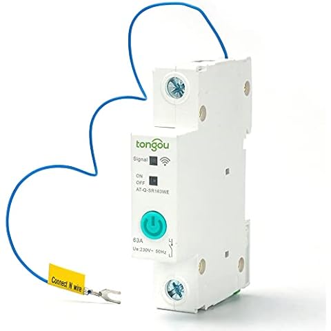 WIFI Circuit Breaker 1P 63A DIN Rail Smart Switch Remote Control by Ewelink APP for Smart Home 63A with Leakage Protection (50A) Cover