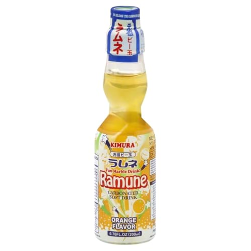 Kimura Ramune - Refresco de mármol japonés, naranja, 6.76 onzas