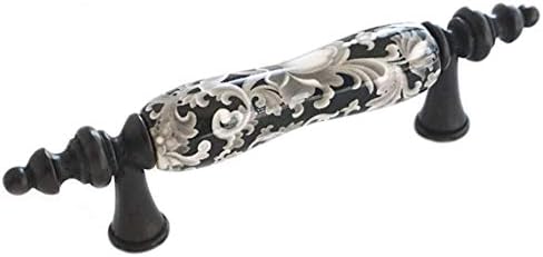 LBFEEL Ceramic Drawer Pulls Handle Black White Dresser Knob for Kitchen Cabinet Knob 4Pack 3.0" Centers Door Furniture Hardware 76mm (3" Hole Centers, 4 Pack)