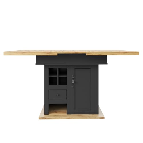 Table extensible pour petit espace avec tiroirs de rangement et casier