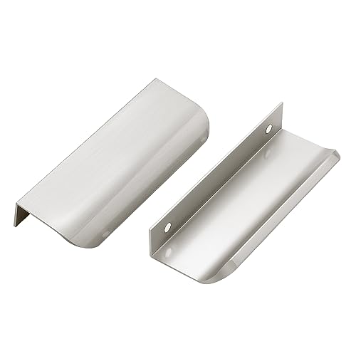 Image of Ravinte Silver Finger Edge Pulls Drawer Edge Pulls 102mm /4 inch 6 Pack | Concealed Handle Style, Low-Profile Finger Grip, Cabinet Edge Mount, 150mm /5.9 in, For Cabinets, Drawers, Cupboards, Kitchen