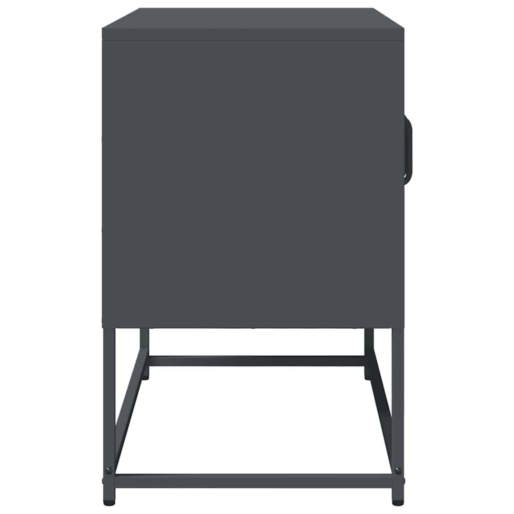 Mobile TV antracite in acciaio laminato a freddo, 68 x 39 x 60,5 cm, con vano portaoggetti, maniglie e piedini in metallo, per soggiorno, camera da letto, gaming e home theatre