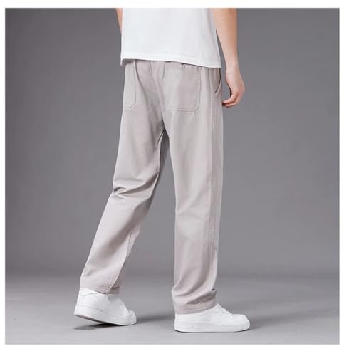 Casual Pants Men Elastic Waist Straight Leg Fit Trousers Male Loose Cotton Work Wear Pant2