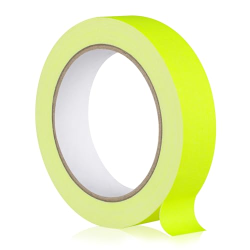 Image of GEYYANG Spike Tape, 1 inch x 20 Yards Yellow Fluorescent Gaffers Tape, Black Light UV Reactive, Multipurpose Fluorescent for Stage Marking, Party and Art Crafts