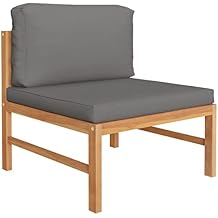 SKM Patio Table, Middle Sofa with Dark Gray Cushions Solid Teak Wood