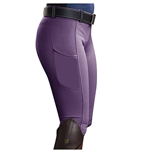 Leggings de equitación para mujer, cintura alta, ajustados, lisos, transpirables, de secado rápido, pantalones de equitación, pantalones deportivos para montar a caballo con bolsillos y trabillas para