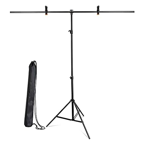 T-Shape Backdrop Stand Kit 5x5.4ft(WxH) Photography Background Stand Adjustable Support System with 2 Fixing Clamps 1 Carrying Bag for Photo Video Studio(Backdrop NOT Included)(T Shape 1.5x2m) Cover