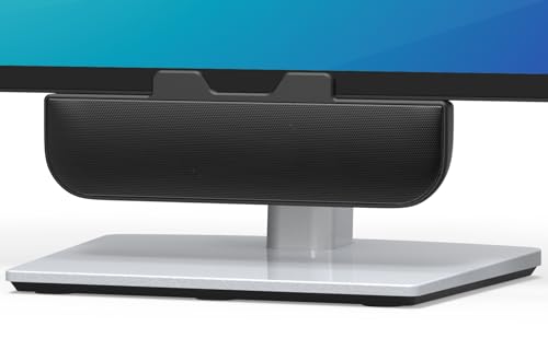 Computer Speakers for Desktop PC, Monitor Speakers, USB Plug-in, Wired, External Speaker for Laptop, Small Computer Soundbar for PC, with Loud Sound, Deep Bass, USB-C Adapter, Easily Clamp to Monitor