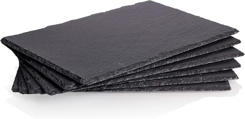 BonAura Plaques d’ardoise 20 x 30 cm, pour la décoration ou le service à table, Noir , 30x20cm
