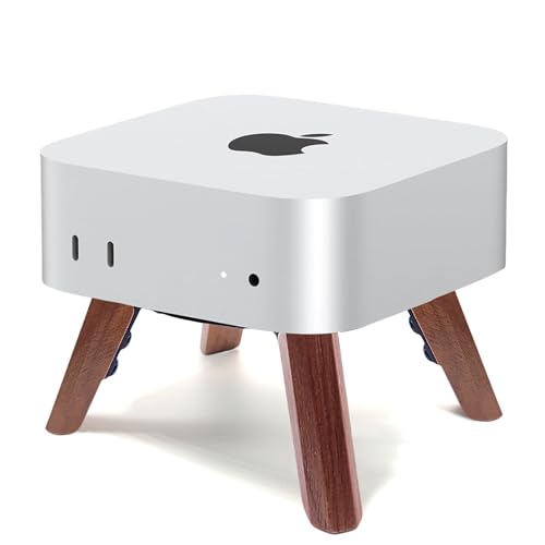 Real Wood mount for Mac mini M4 M4 Pro 2024 computer on desk walnut