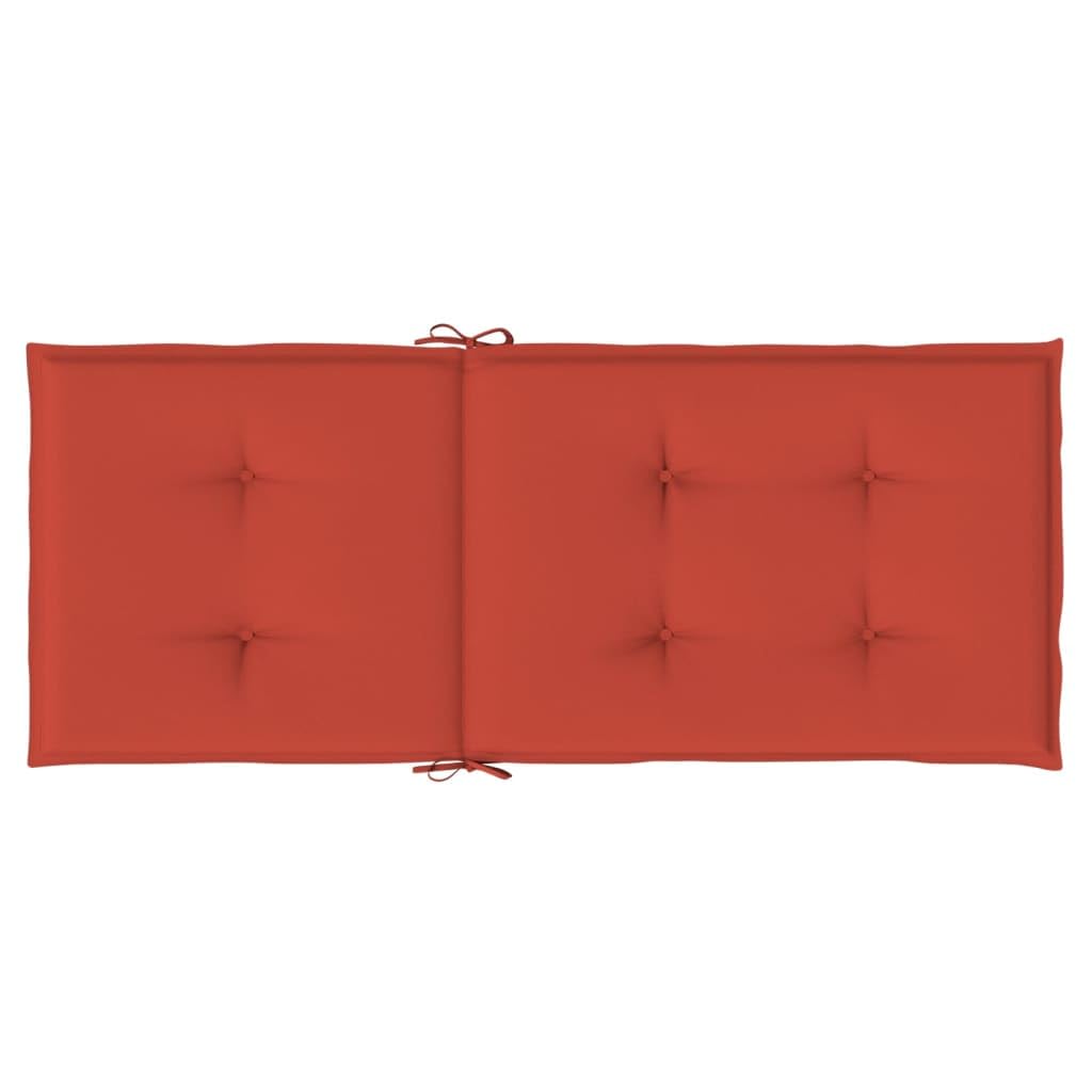 4er Set Hochlehner-Auflagen 120x50x4 cm Melange Rot - Bequeme Stuhlkissen für Gartenstühle und Hochlehner aus Polyester - Weiche Auflagen für Gartenmöbel und Terrassenstühle