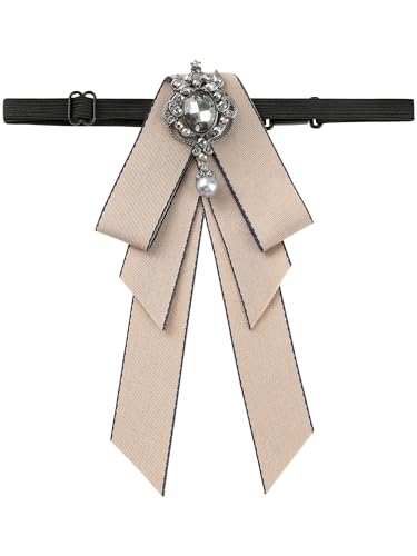 Image of Women's Ribbon Brooch Necktie Rhinestone Bow Ties for Elegant Chic
