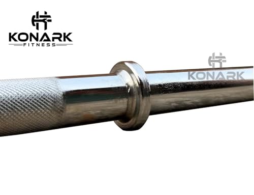 Image of Konark Fitness Premium 28mm (6 Feet) Solid Steel Gym Barbell Rod, Anti-Slip Grip, Chrome Plated Weightlifting Bar for Home Commercial Gym, Durable Workout Bar for Strength Training