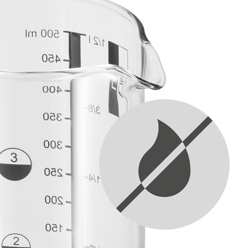 Foto von WMF Gourmet Messbecher Glas 500 ml, hitzebeständiges Glas, Messbecher 500ml, Skalierung für Liter, Milliliter, Tassen und Gramm