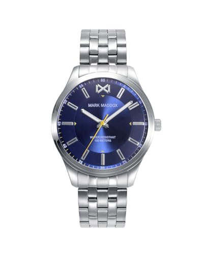 Montre Homme Mark Maddox HM7119-37 - Cadran Bleu, Bracelet Maille Milanaise, étanche 50 M