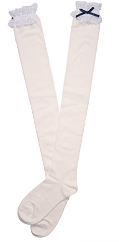 Lolita Charm Over Knee with Lace Bow Socks-White