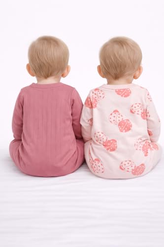 Image of TuddyBuddy Baby Girl's Cotton Printed Full Sleeves Sleepsuit /Footed Rompers for Baby Girl