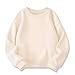 BILIKEYU Boys Girls Solid Color Crewneck Sweatshirt Long Sleeve Drop Shoulder Pullover Tops for Kids (Beige, 7-8 Years)