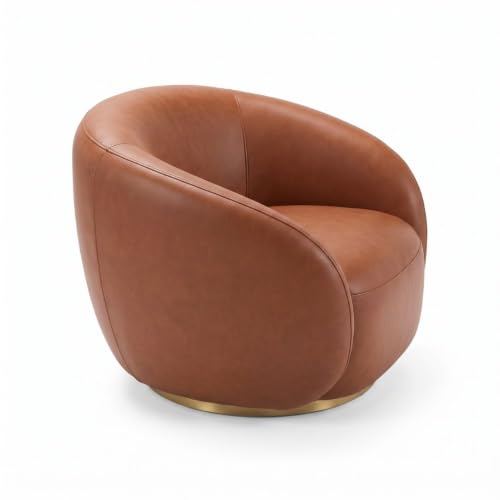 Image of Kingsman Furnitures Brok Swivel Luxury Accent Arm Chair 360 Degree Rotatable Sofa for Home | Bedroom, Living & Drawing Room | Ultra Soft and Comfortable for Lounge (Caramel, Non-Swivel)