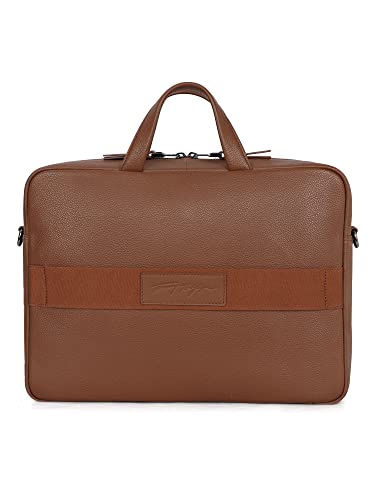 Image of Tommy Hilfiger Galveston Men Leather Business Case Tan