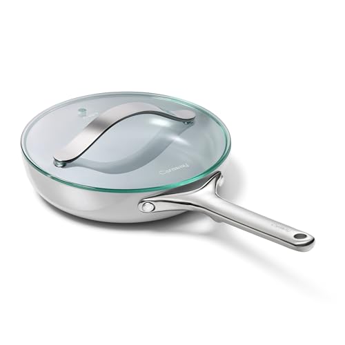 Image of Caraway Nonstick Ceramic Mini Fry Pan With Glass Lid (1.05 qt, 8 inch) - Non Toxic, PTFE & PFOA Free - Oven Safe & Compatible with All Stovetops (Gas, Electric & Induction) - Gray