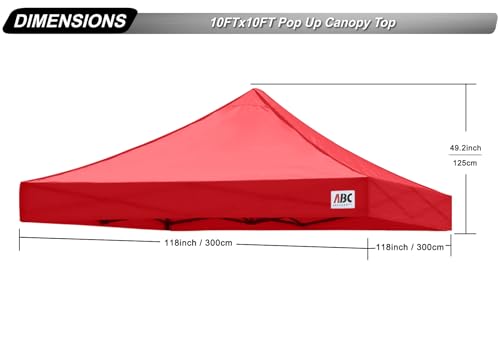 Image of ABCCANOPY Replacement Canopy Top for Pop Up Canopy Tent (10x10, Red)